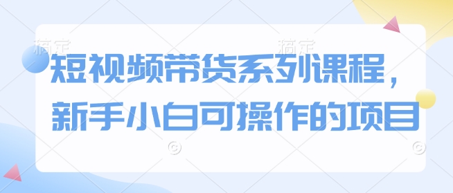 短视频带货系列课程，新手小白可操作的项目好创网-专注分享网络创业落地实操课程 – 全网首发_高质量项目输出好创网