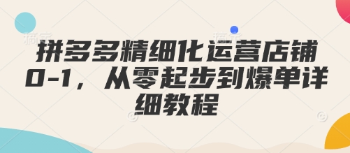 拼多多精细化运营店铺0-1，从零起步到爆单详细教程好创网-专注分享网络创业落地实操课程 – 全网首发_高质量项目输出好创网